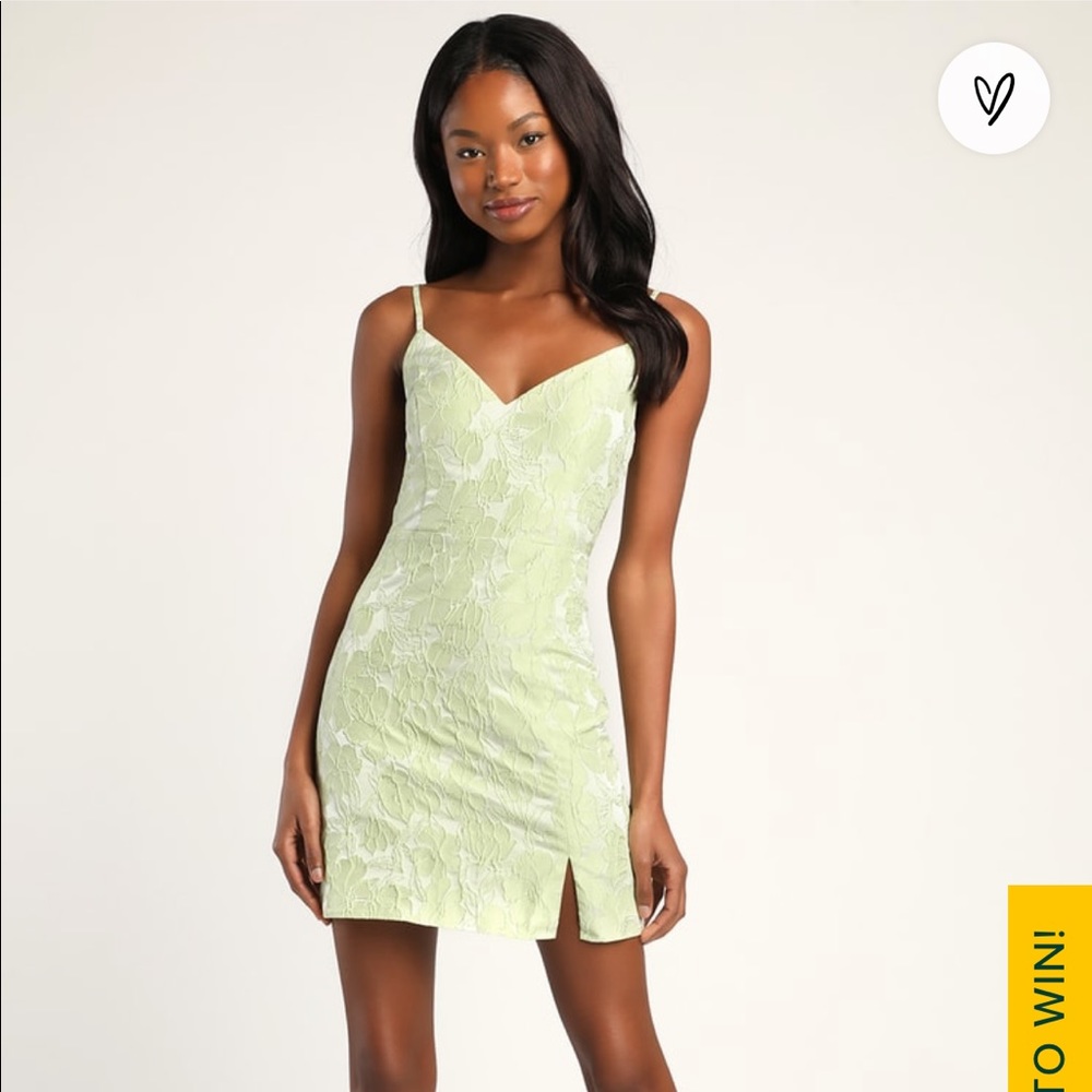 Floral Goals Light Green Floral Jacquard Sleeveless Mini Dress
